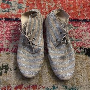 Anniel glitter stripe lace-up booties